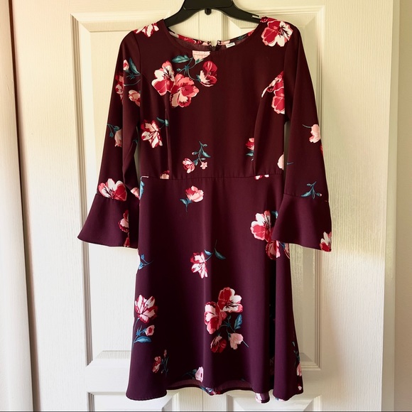 Old Navy Burgundy Floral Dress, Size Small (women’s) - Picture 2 of 8